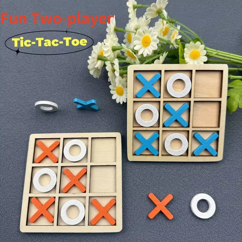 Wooden Tic Tac Toe Puzzle Game for Two Players Interactive Logic & Strategy Board Game Family Party Birthday Boys & Girls Gift