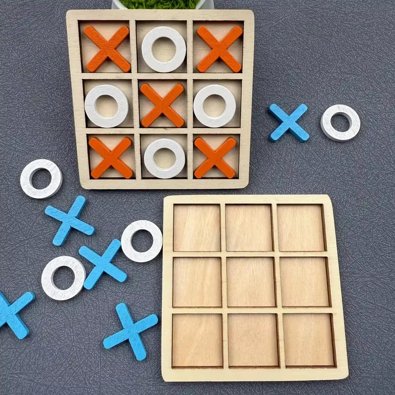 Wooden Tic Tac Toe Puzzle Game for Two Players Interactive Logic & Strategy Board Game Family Party Birthday Boys & Girls Gift
