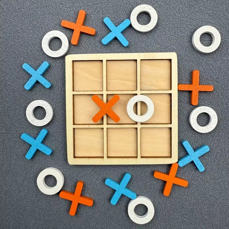 Wooden Tic Tac Toe Puzzle Game for Two Players Interactive Logic & Strategy Board Game Family Party Birthday Boys & Girls Gift